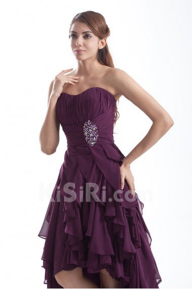 Chiffon Sweetheart Ankle-Length A Line Dress with Embroidery