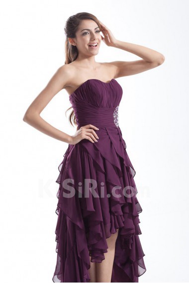 Chiffon Sweetheart Ankle-Length A Line Dress with Embroidery