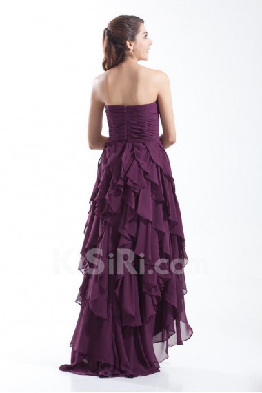 Chiffon Sweetheart Ankle-Length A Line Dress with Embroidery