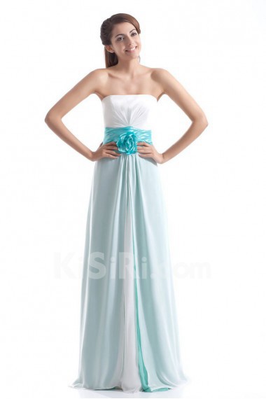 Chiffon Strapless Column Dress with Hand-made Flower