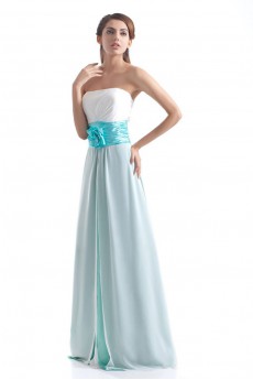 Chiffon Strapless Column Dress with Hand-made Flower