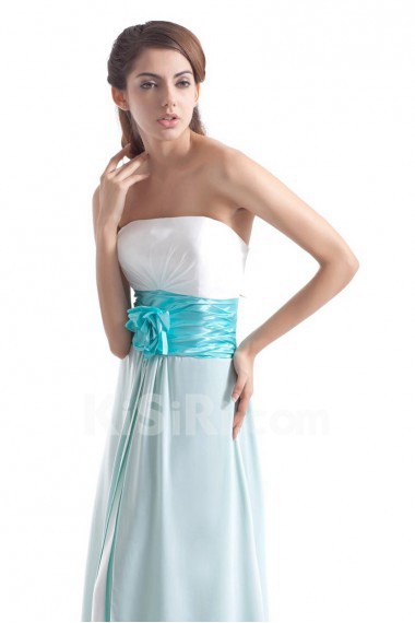 Chiffon Strapless Column Dress with Hand-made Flower