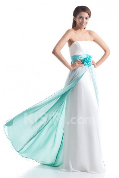 Chiffon Strapless Column Dress with Hand-made Flower