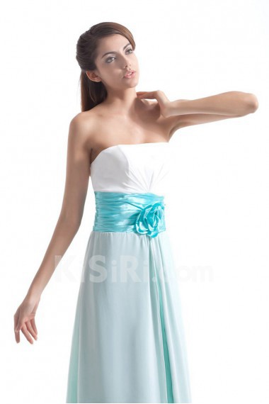 Chiffon Strapless Column Dress with Hand-made Flower