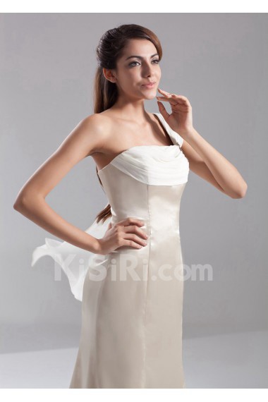 Satin One Shoulder A Line Dress