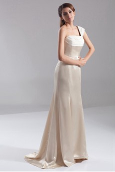 Satin One Shoulder A Line Dress