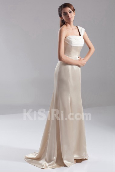 Satin One Shoulder A Line Dress