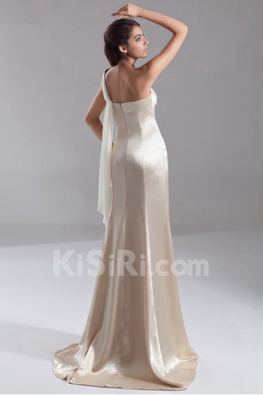 Satin One Shoulder A Line Dress