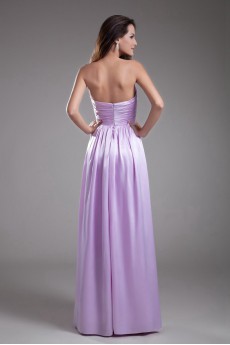 Satin Strapless A Line Dress with Hand-made Flower