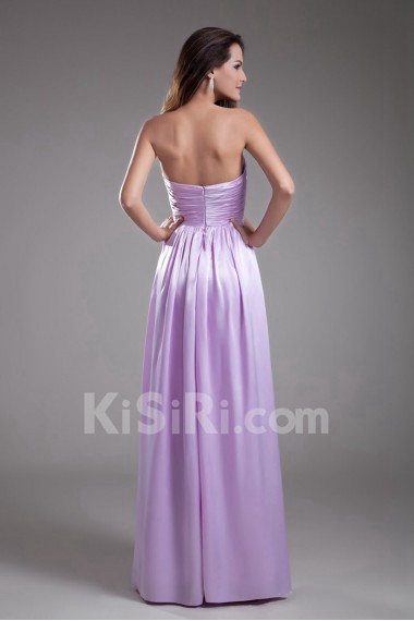 Satin Strapless A Line Dress with Hand-made Flower