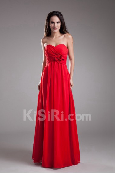 Chiffon Sweetheart Column Dress with Hand-made Flower