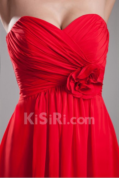 Chiffon Sweetheart Column Dress with Hand-made Flower