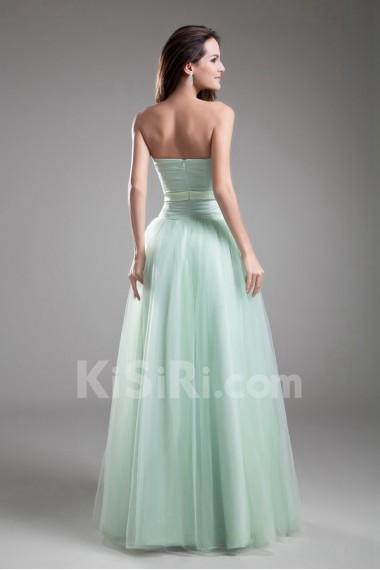 Net Strapless A Line Dress with Sash