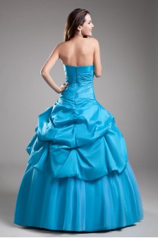 Taffeta Strapless Ball Gown with Embroidery