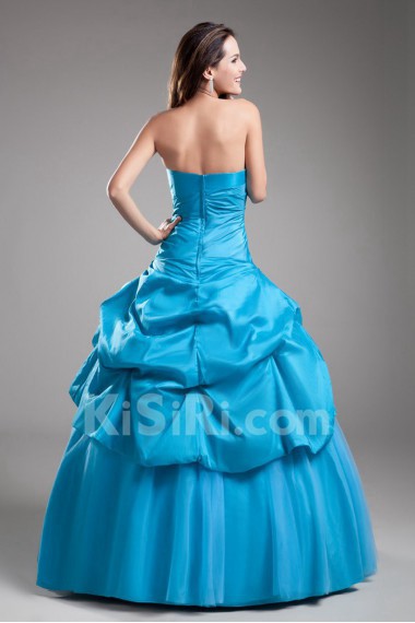 Taffeta Strapless Ball Gown with Embroidery