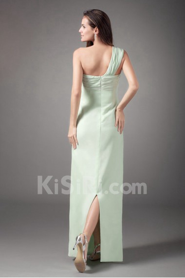 Chiffon One Shoulder Column Dress with Embroidery