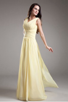 Chiffon V-Neck Column Dress