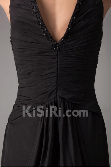 Chiffon V-Neck Sheath Dress with Embroidery