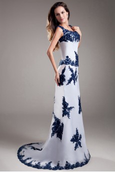 Organza Strapless A Line Dress with Embroidery