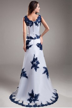 Organza Strapless A Line Dress with Embroidery