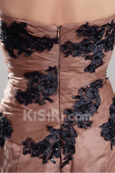 Organza Strapless Sheath Dress with Embroidery