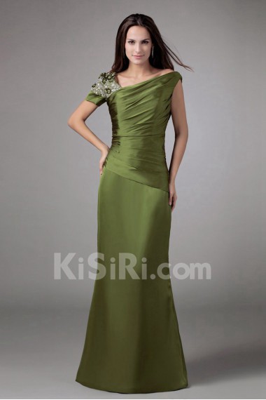 Silk Asymmetrical Sheath Dress with Embroidery