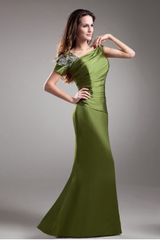 Silk Asymmetrical Sheath Dress with Embroidery