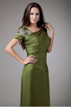 Silk Asymmetrical Sheath Dress with Embroidery