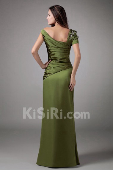 Silk Asymmetrical Sheath Dress with Embroidery