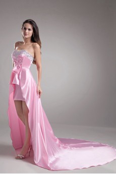 Satin Sweetheart A Line Dress with Embroidery