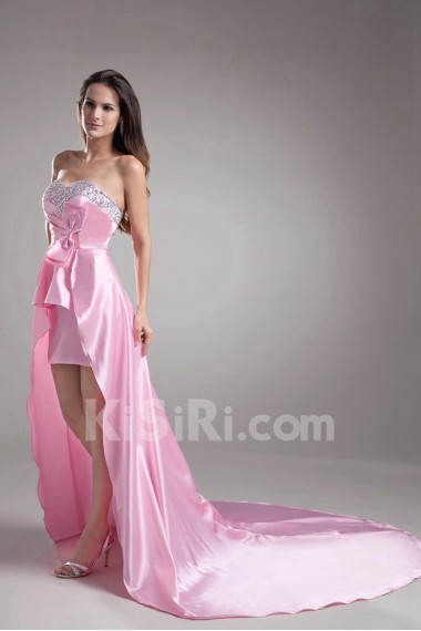 Satin Sweetheart A Line Dress with Embroidery