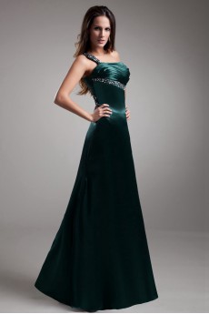 Satin One Shoulder Sheath Dress with Embroidery