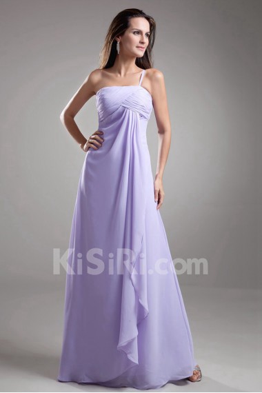 Chiffon One Shoulder A Line Dress with Embroidery