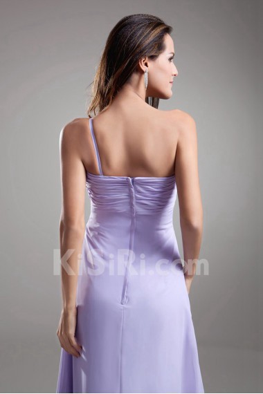 Chiffon One Shoulder A Line Dress with Embroidery