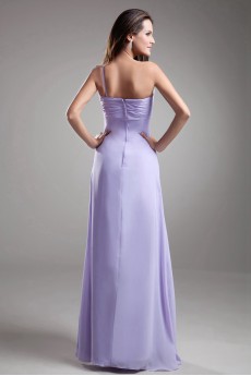 Chiffon One Shoulder A Line Dress with Embroidery