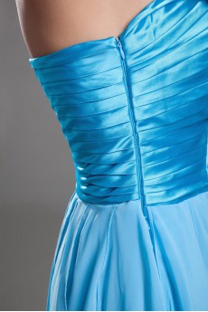 Chiffon Strapless A Line Dress with Directionally Ruched Bodice