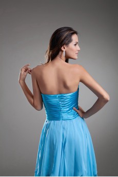 Chiffon Strapless A Line Dress with Directionally Ruched Bodice