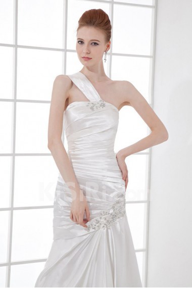 Satin One Shoulder Sheath Dress with Sequins