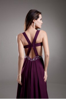 Chiffon Strapless Empire Dress with Embroidery