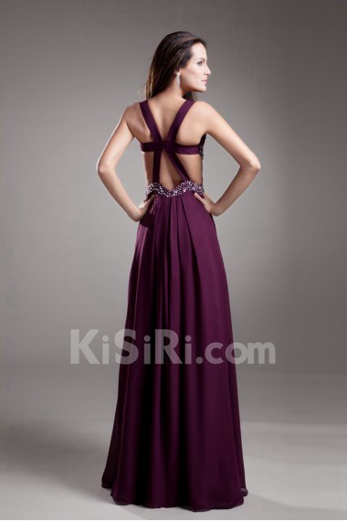 Chiffon Strapless Empire Dress with Embroidery