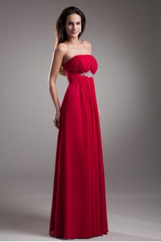 Chiffon Strapless Empire Dress with Embroidery