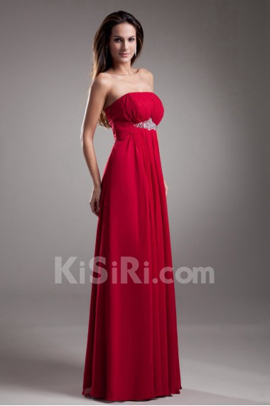 Chiffon Strapless Empire Dress with Embroidery