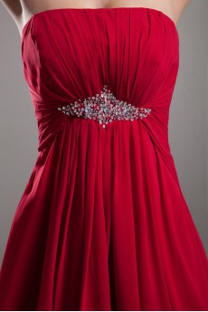 Chiffon Strapless Empire Dress with Embroidery