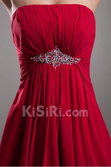 Chiffon Strapless Empire Dress with Embroidery