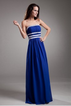 Chiffon Strapless Dress with Embroidery