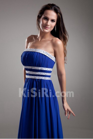 Chiffon Strapless Dress with Embroidery