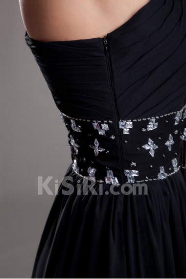 Chiffon Asymmetrical A Line Dress with Embroidery