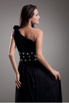 Chiffon Asymmetrical A Line Dress with Embroidery