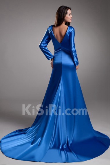 Satin V-Neck Sheath Illusion Dress