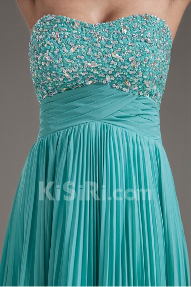 Chiffon Sweetheart Column Floor Length Dress with Sequins